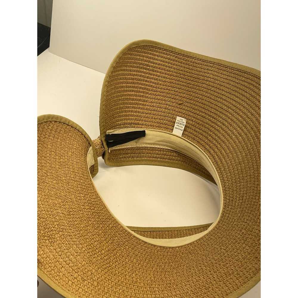 Vintage Women Straw Sun Hat Beige Tan Hat Beach W… - image 8