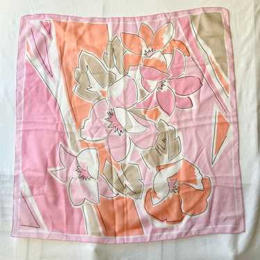 Vintage Floral Flower Scarf Wrap Shawl Acetate Pi… - image 1