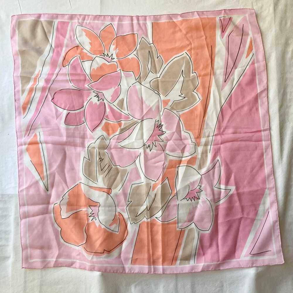 Vintage Floral Flower Scarf Wrap Shawl Acetate Pi… - image 2