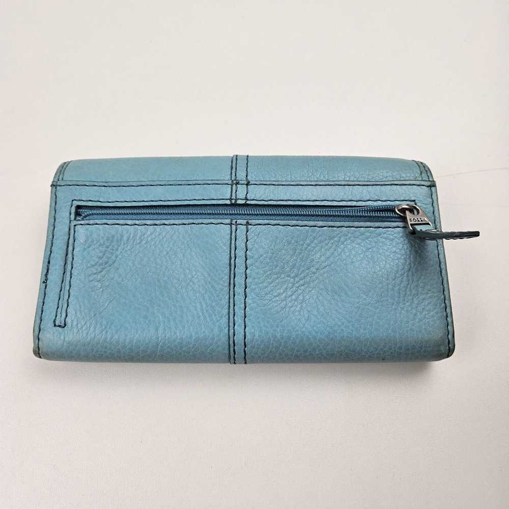 Fossil Maddox Leather Zip Around Wallet Clutch Bl… - image 10