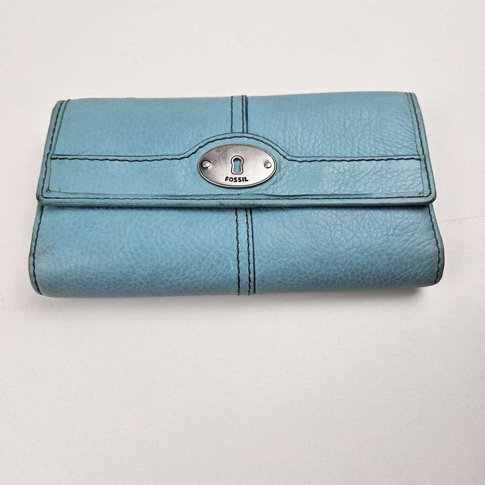 Fossil Maddox Leather Zip Around Wallet Clutch Bl… - image 1