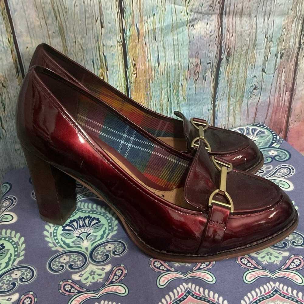 Clarks Clark’s Plus Tartan Plaid Burgundy Heels S… - image 1