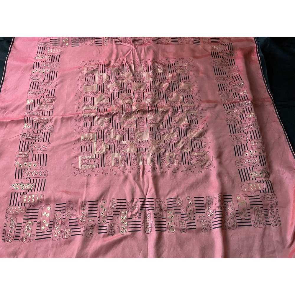 Vintage Hand Printed & Hand Rolled Scarf Made in … - image 2