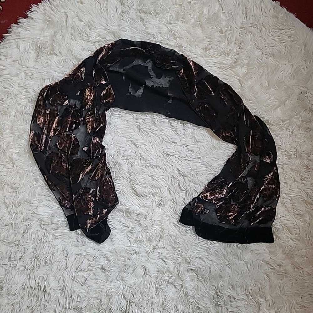 Vintage 90s Y2K Whimsygoth Small Velvet Scarf w/ … - image 3