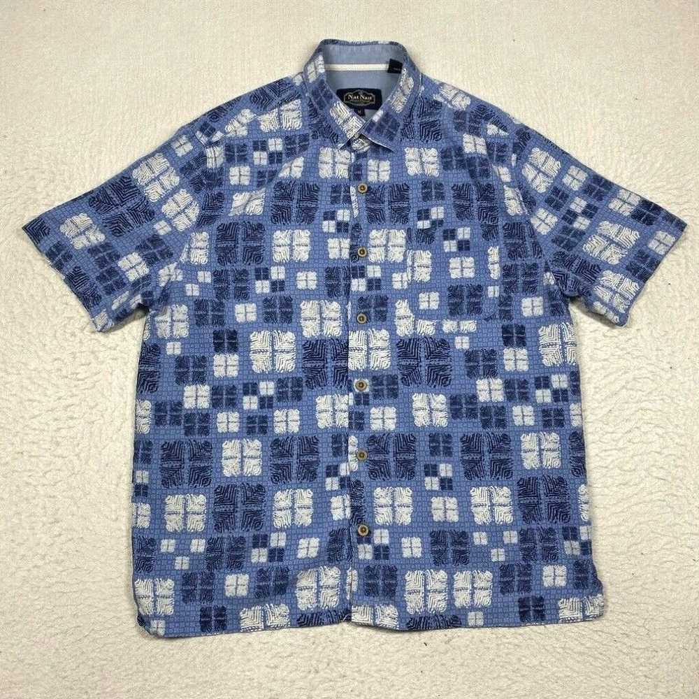 Nat Nast Nat Nast Shirt Mens Medium Blue Geometri… - image 1