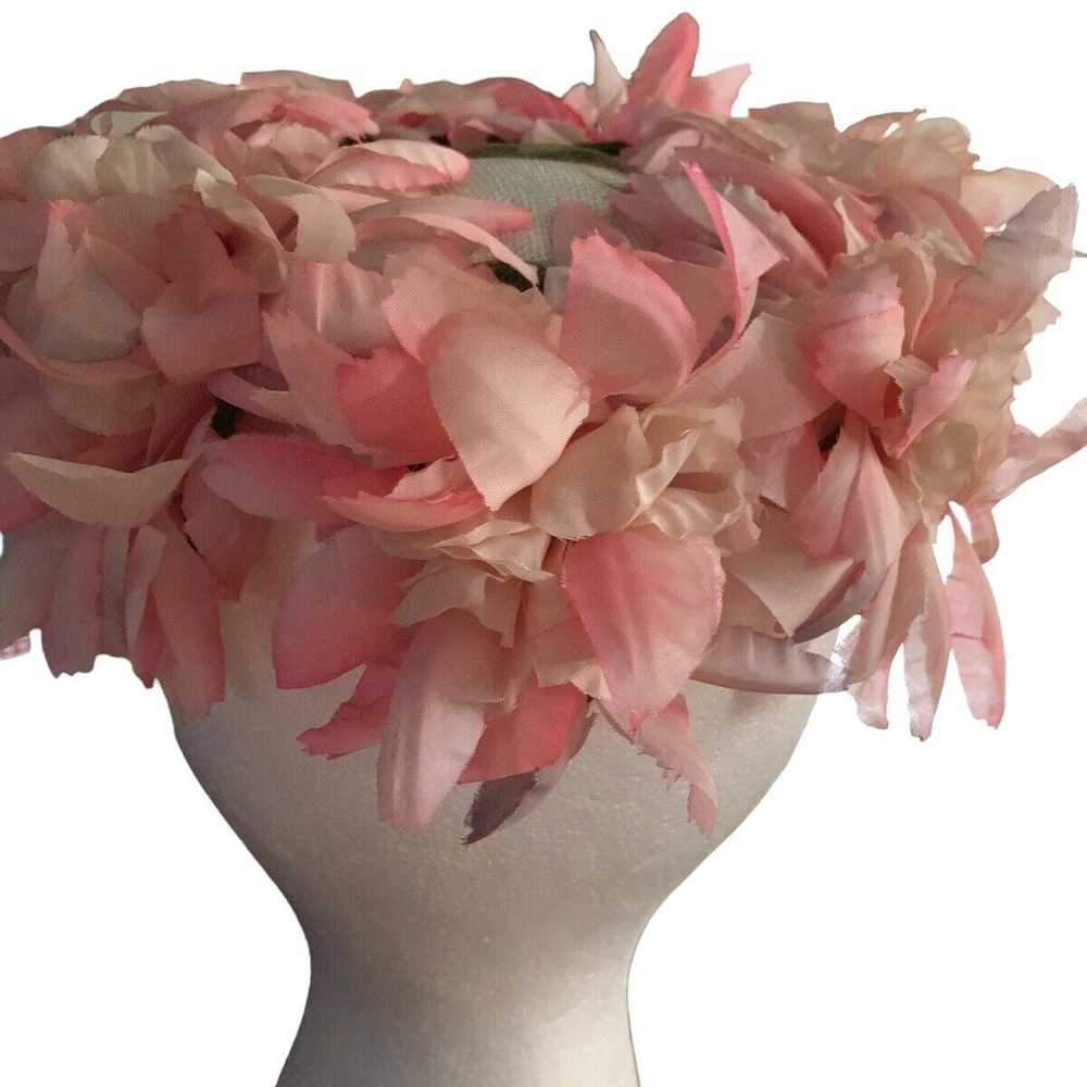 Vintage Mid Century Modern Pill Box Hat Pink Silk… - image 3