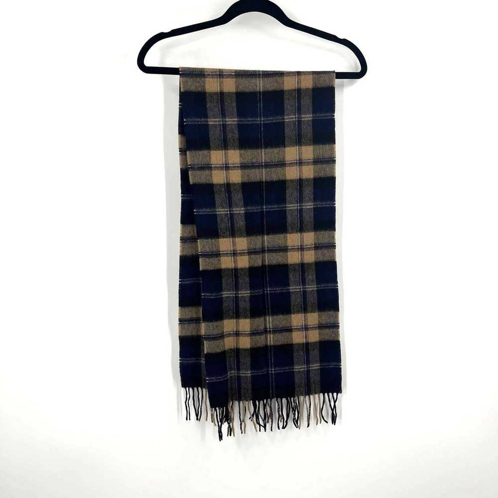 Vintage Warm Winter Scarf 100% Cashmere Plaid Blu… - image 2