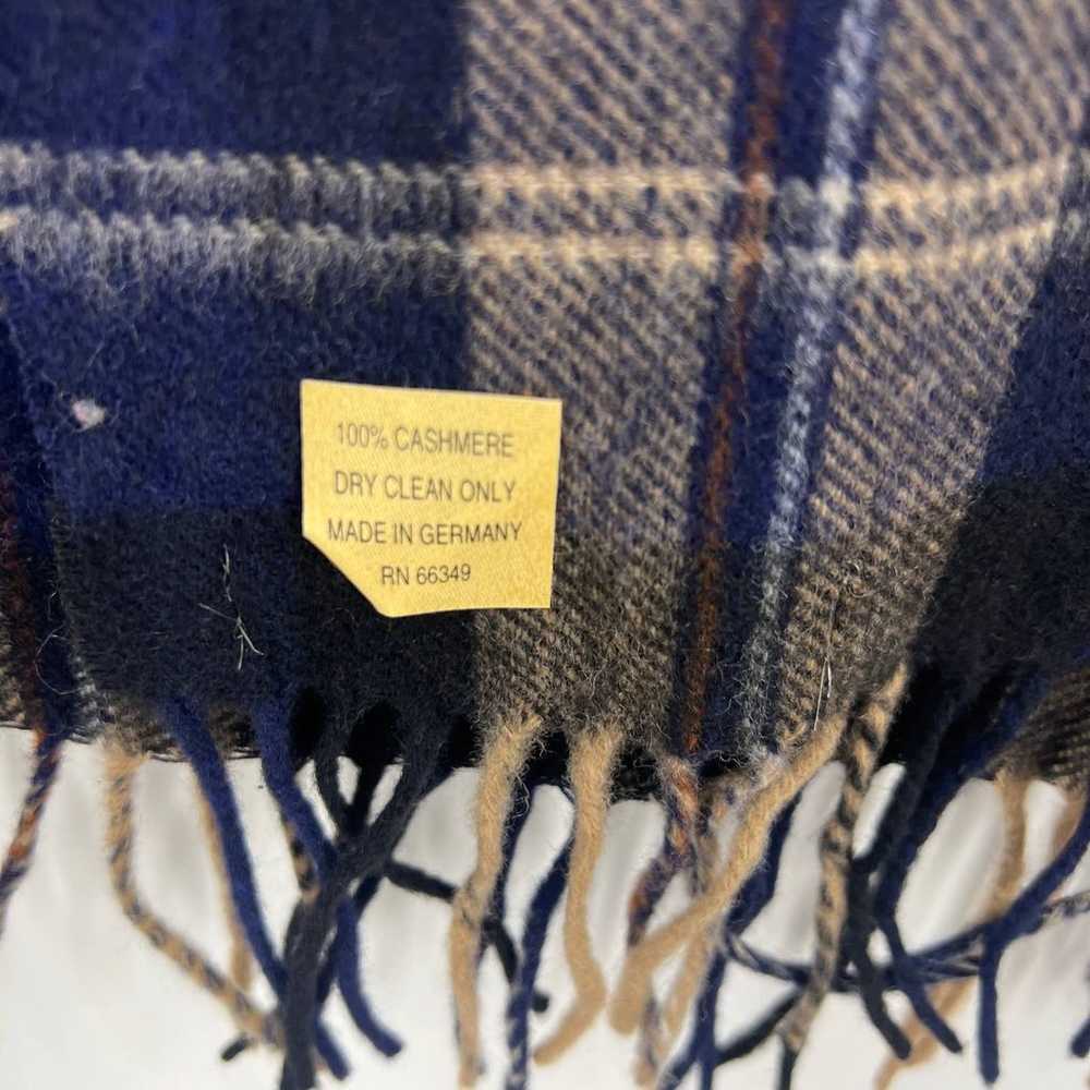 Vintage Warm Winter Scarf 100% Cashmere Plaid Blu… - image 3