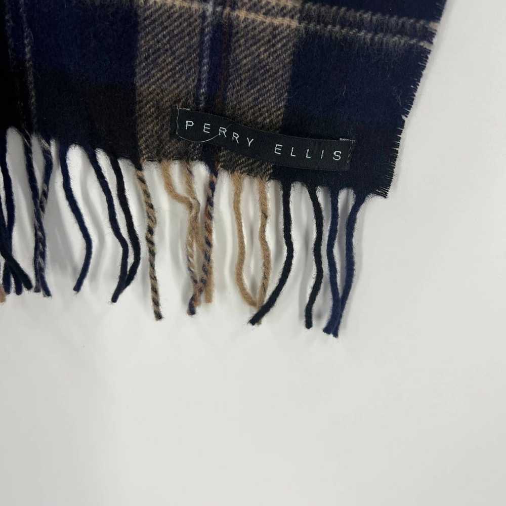 Vintage Warm Winter Scarf 100% Cashmere Plaid Blu… - image 4