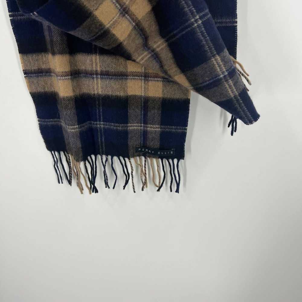 Vintage Warm Winter Scarf 100% Cashmere Plaid Blu… - image 5