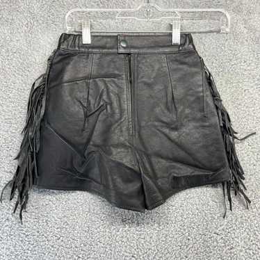 Vintage Vintage Leather Shorts Women's 3/4 Black … - image 1