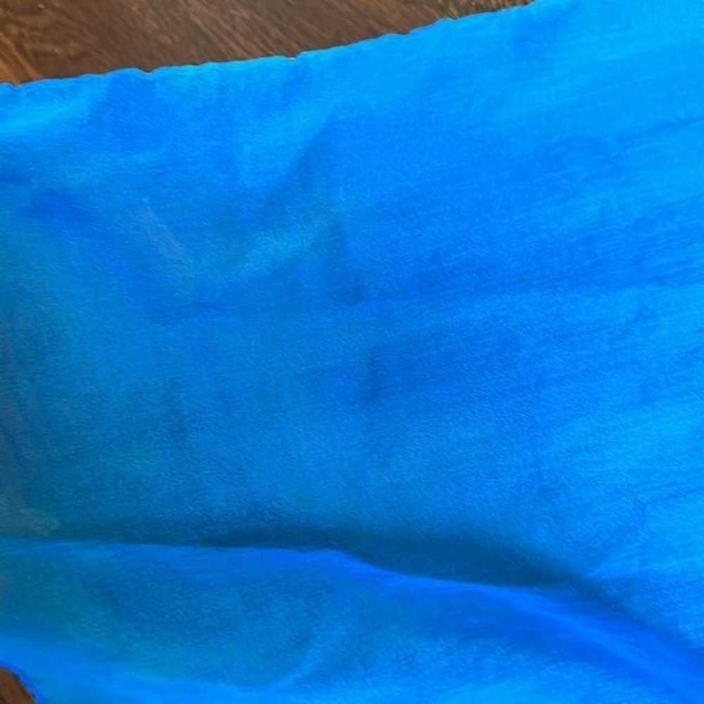 Vintage FW Woolworth teal blue semi sheer chiffon… - image 5