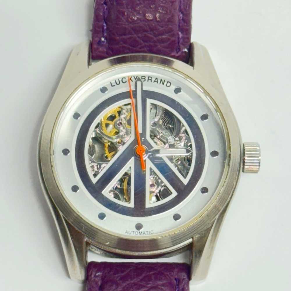 Lucky Brand Vintage Automatic Skeleton Watch Purp… - image 2