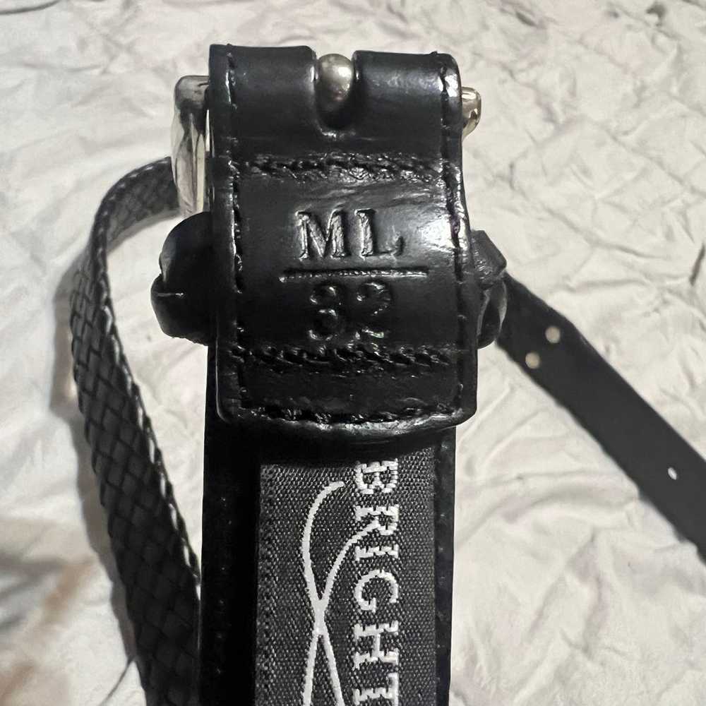 Vintage Brighton Belt Black Leather Weaved Silver… - image 3