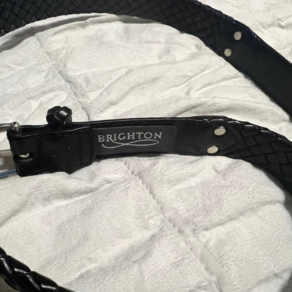 Vintage Brighton Belt Black Leather Weaved Silver… - image 4