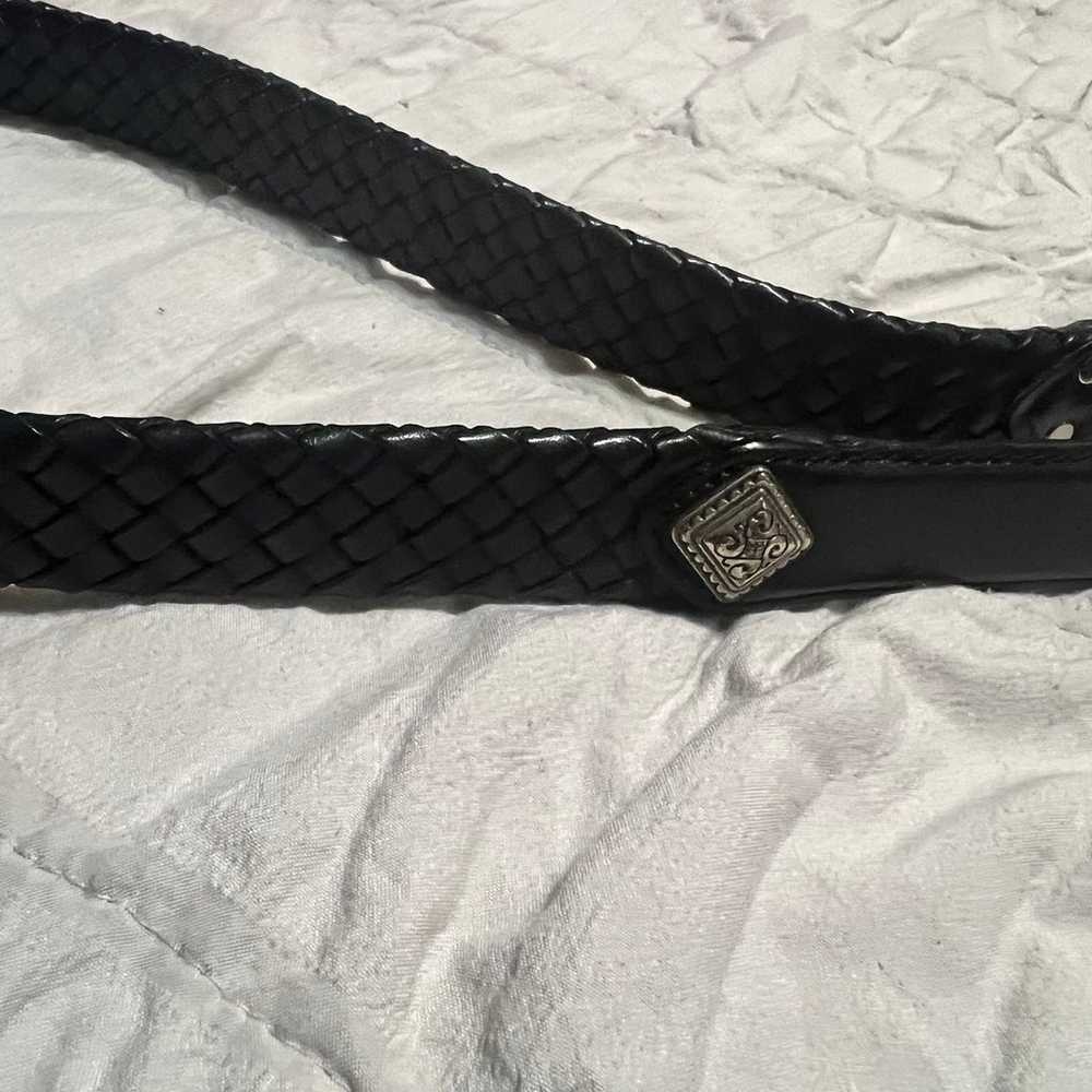 Vintage Brighton Belt Black Leather Weaved Silver… - image 6