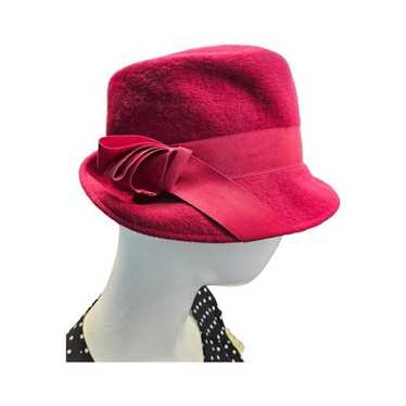 Glenda Red Felt Vintage Hat Womens
