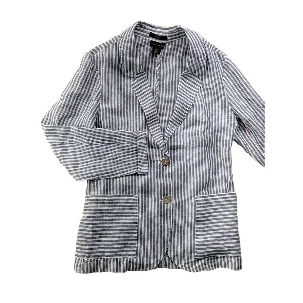 Vintage Tahari Women M Blue White Striped 2 Butto… - image 1