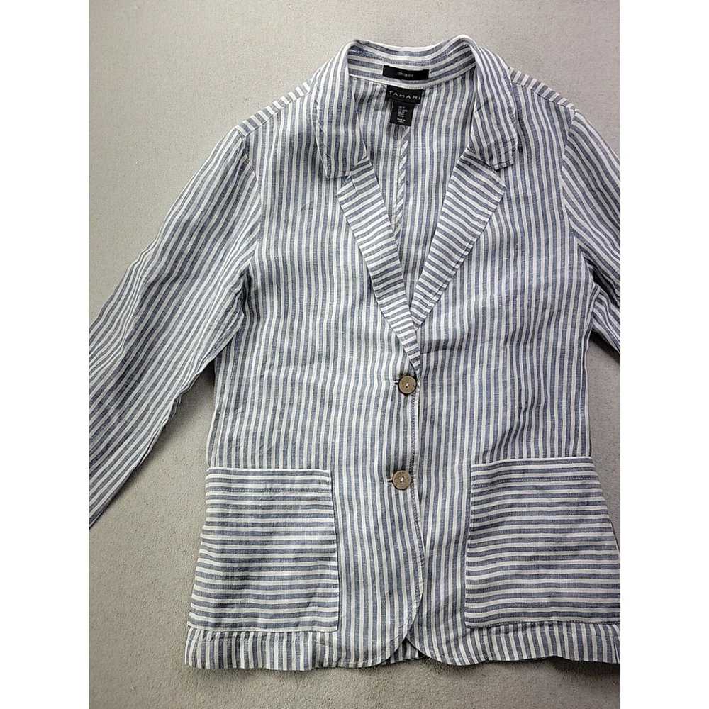 Vintage Tahari Women M Blue White Striped 2 Butto… - image 2