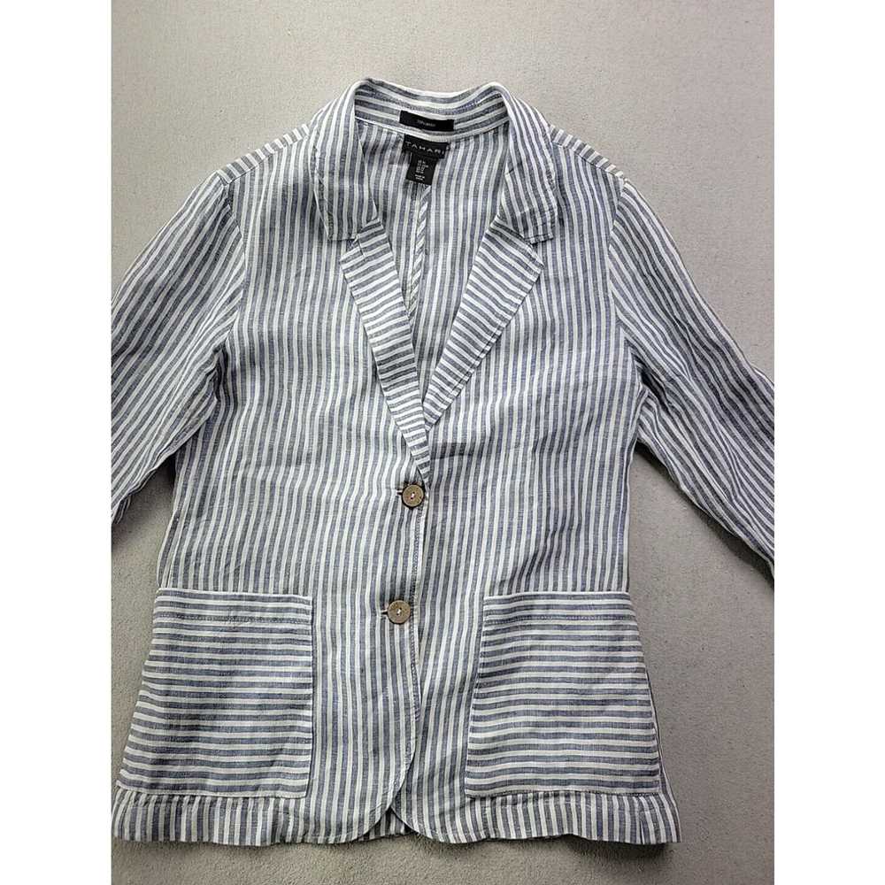 Vintage Tahari Women M Blue White Striped 2 Butto… - image 3