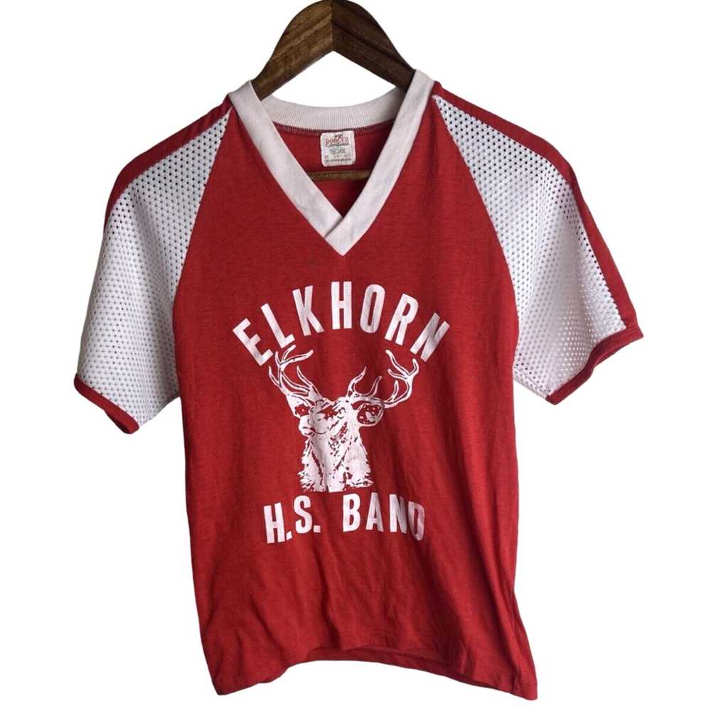 Vintage Vintage 70’s Elkhorn H.S Band Ringer Mesh… - image 1