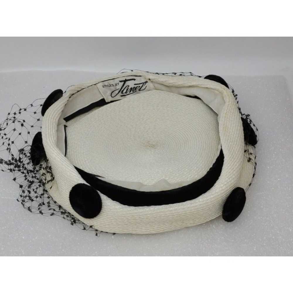 Vintage Styled by Janet Women's Hat White & Black - image 3