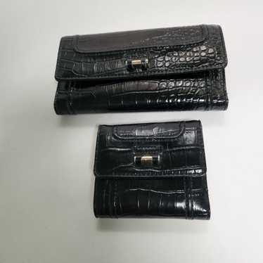 Liz Claiborne Vintage Set Of 2 Black Faux Croc Wa… - image 1