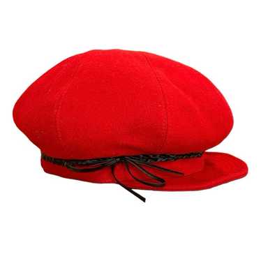 Vintage Liz Claiborne Wool Newsboy Cap Hat Red - image 1