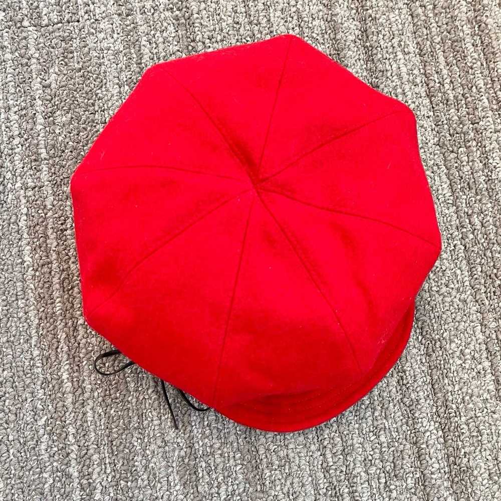 Vintage Liz Claiborne Wool Newsboy Cap Hat Red - image 2