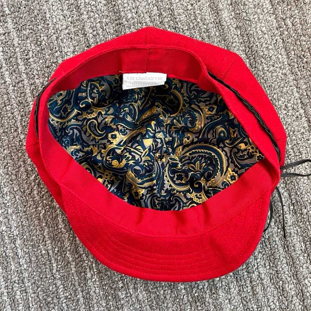 Vintage Liz Claiborne Wool Newsboy Cap Hat Red - image 4