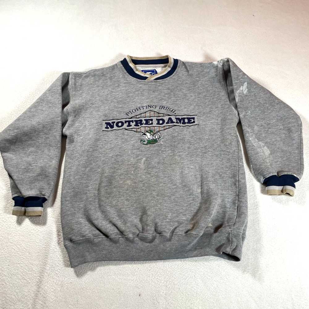 Starter Vintage Notre Dame Sweater Mens Large Gra… - image 1