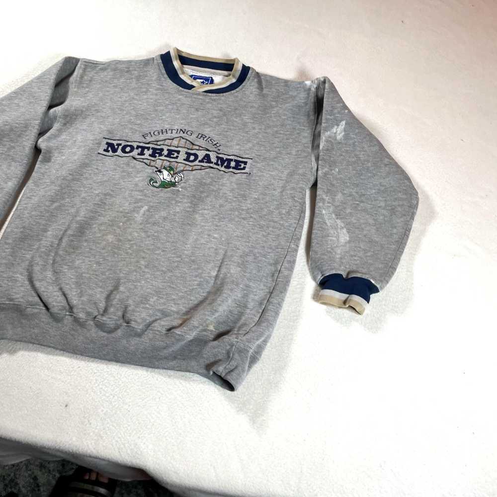 Starter Vintage Notre Dame Sweater Mens Large Gra… - image 2