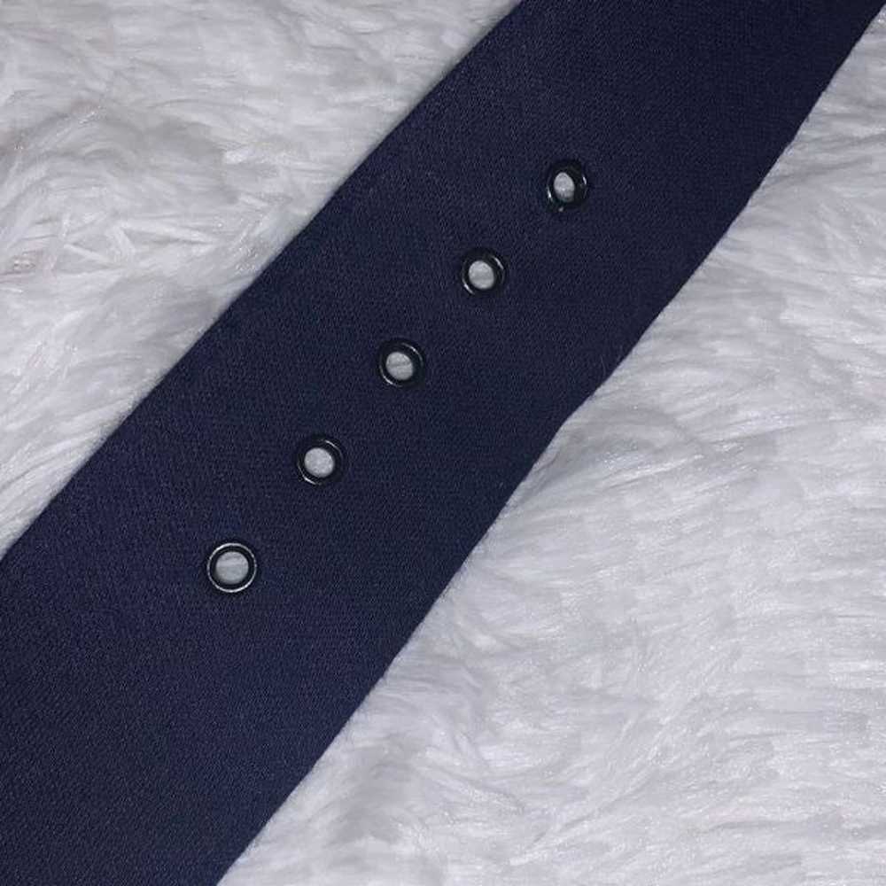 Vintage 80’s Navy Blue & Gold Thick Belt M/L - image 8