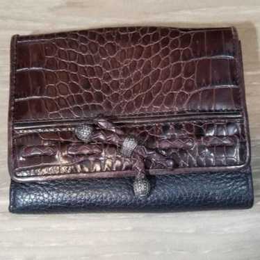 BRIGHTON vintage wallet brown black leather - image 1