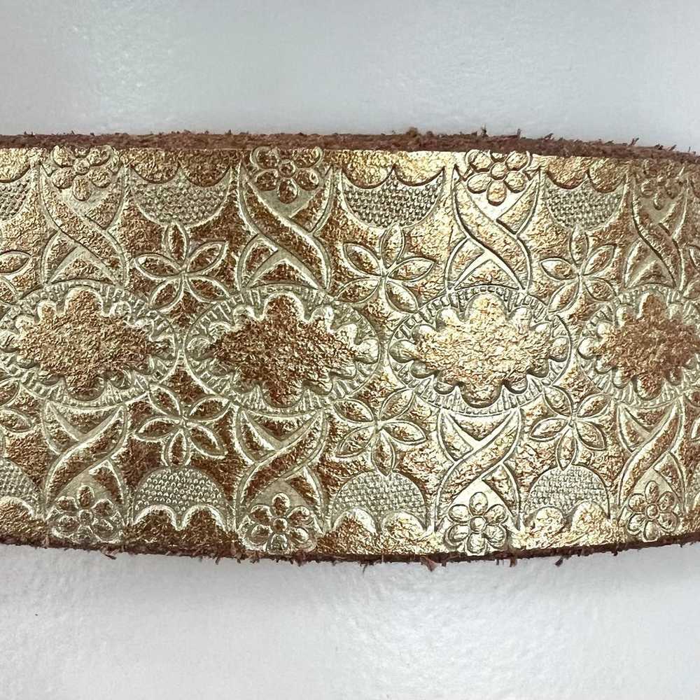 Vintage Y2K Metallic Gold Genuine Leather Tooled … - image 10