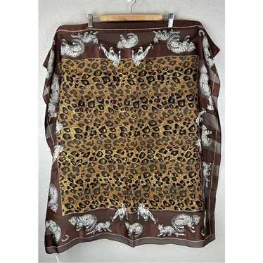 Anne Klein Vintage Leopard Print Scarf 100% Silk