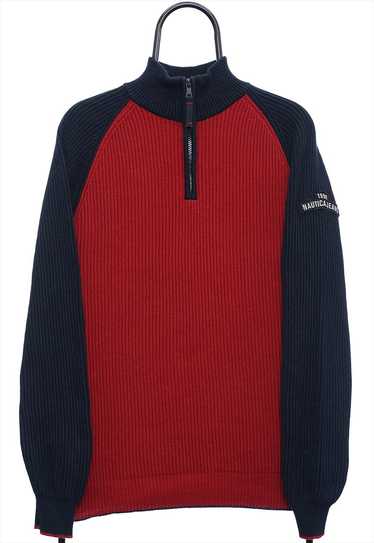 Vintage Nautica Red 1/4 Zip Jumper Mens