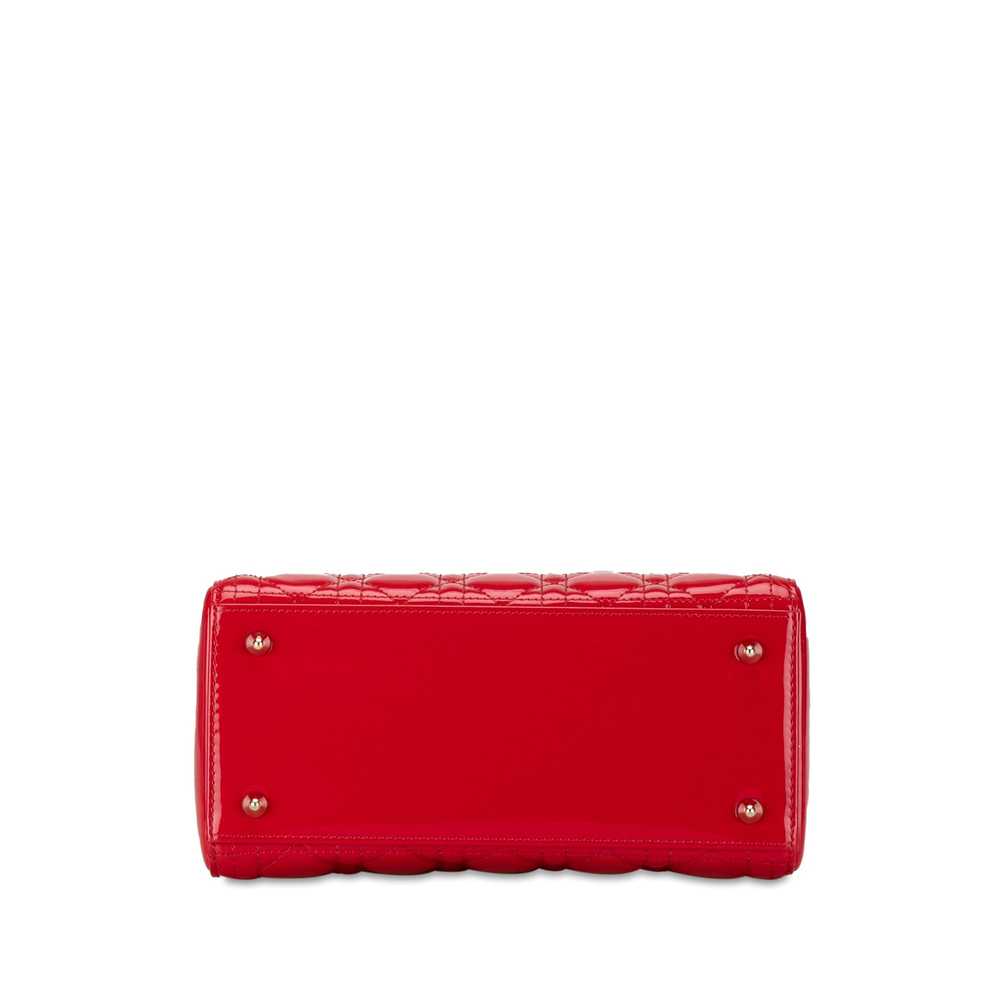 Red Dior Medium Patent Cannage Lady Dior Satchel - image 4