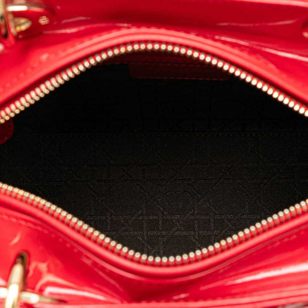 Red Dior Medium Patent Cannage Lady Dior Satchel - image 5