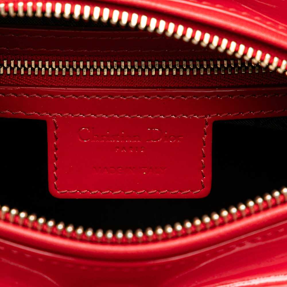 Red Dior Medium Patent Cannage Lady Dior Satchel - image 6