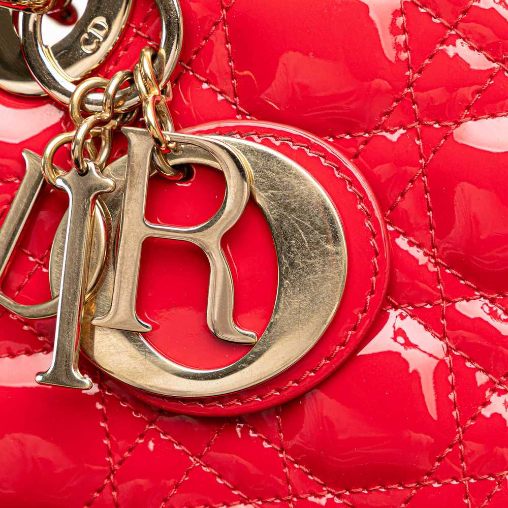 Red Dior Medium Patent Cannage Lady Dior Satchel - image 8