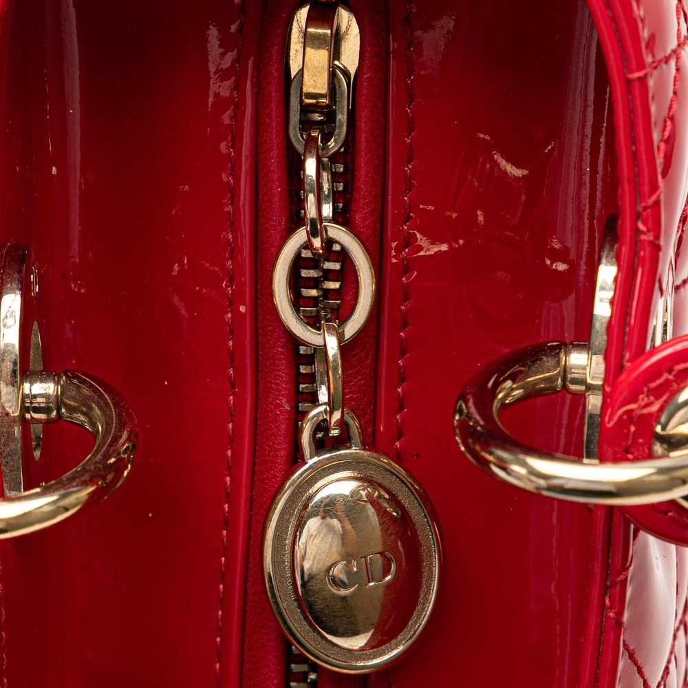 Red Dior Medium Patent Cannage Lady Dior Satchel - image 9