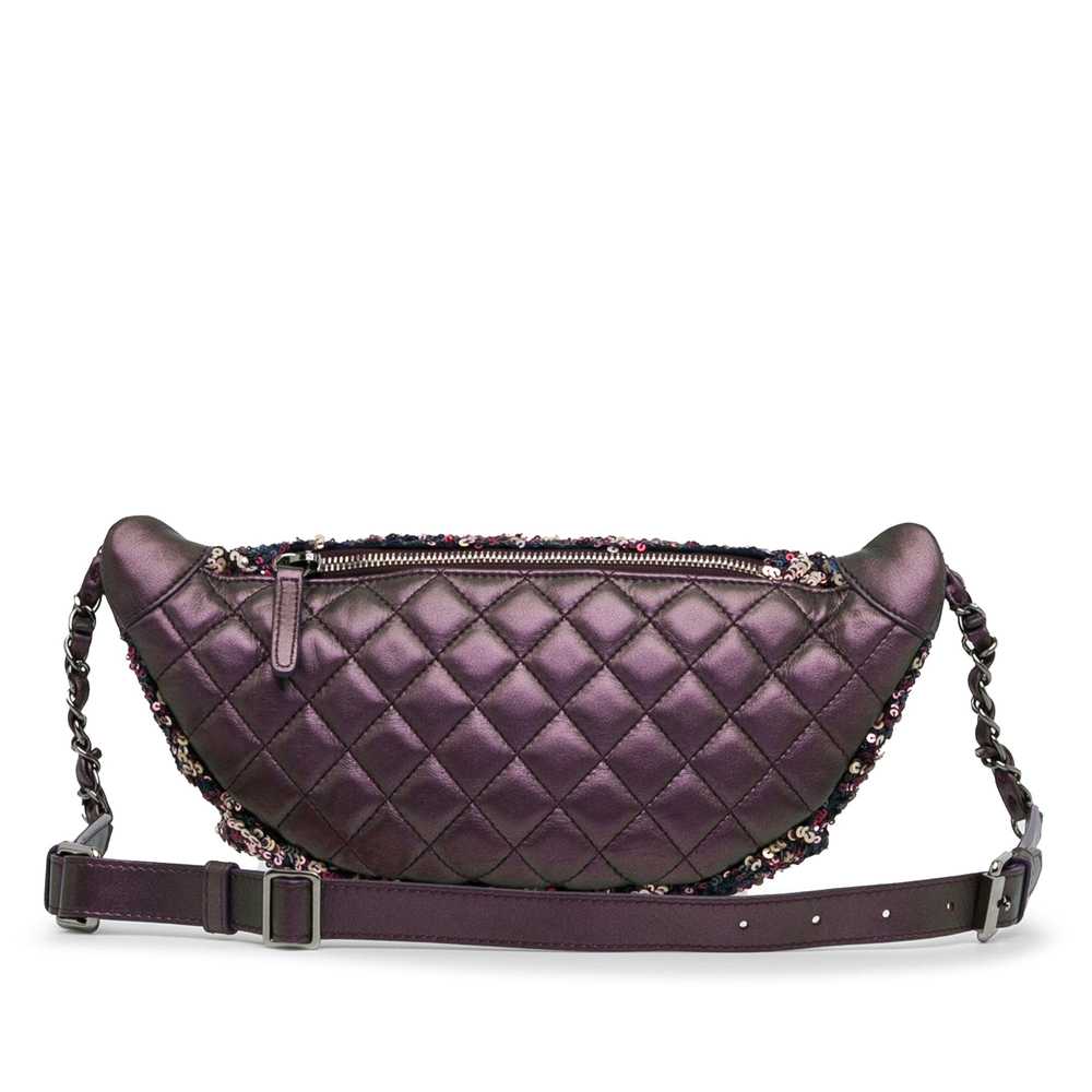 Purple Chanel Sequin and Metallic Lambskin Belt B… - image 3