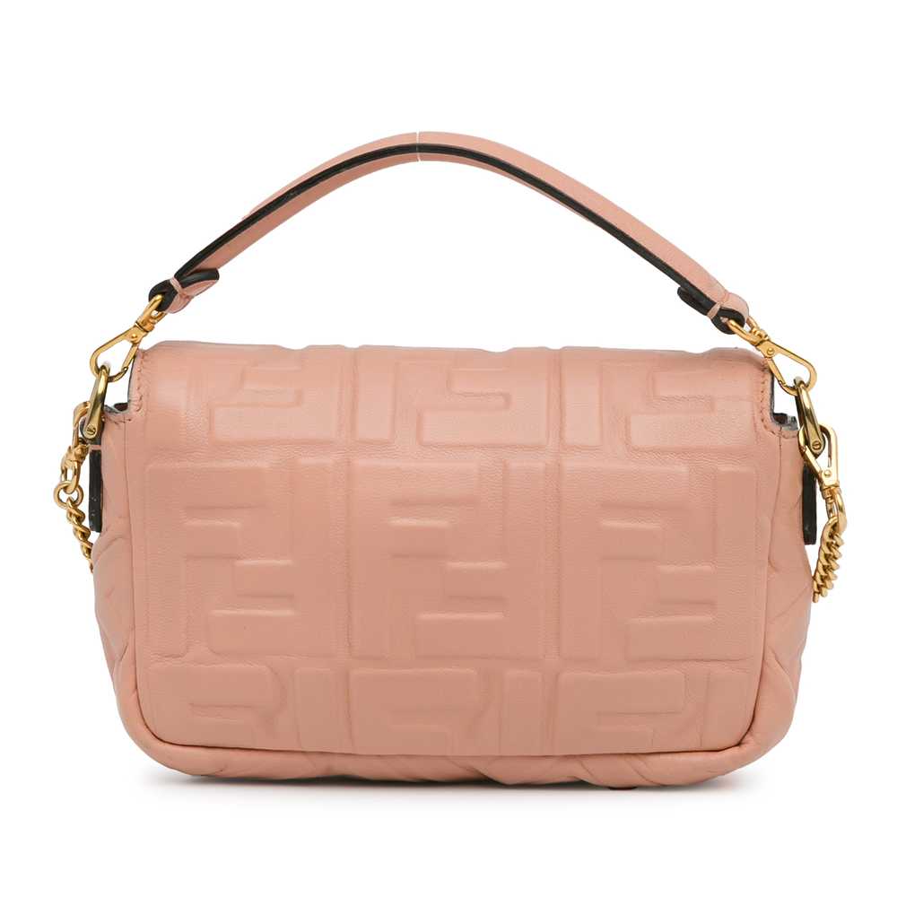 Pink Fendi Mini Embossed Zucca Baguette Satchel - image 3