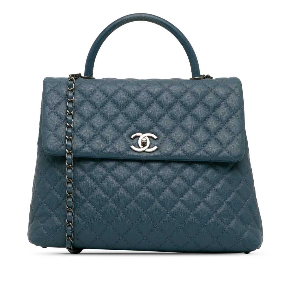 Blue Chanel Large Caviar Coco Top Handle Bag Satc… - image 1