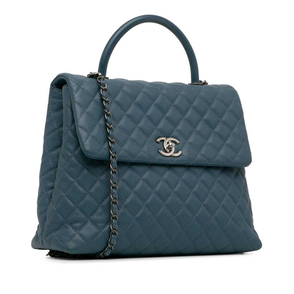 Blue Chanel Large Caviar Coco Top Handle Bag Satc… - image 2