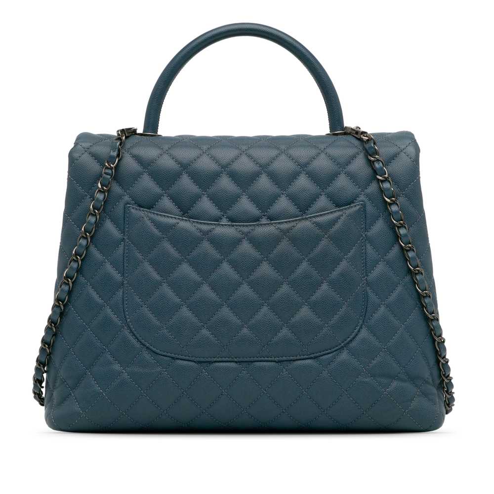 Blue Chanel Large Caviar Coco Top Handle Bag Satc… - image 3