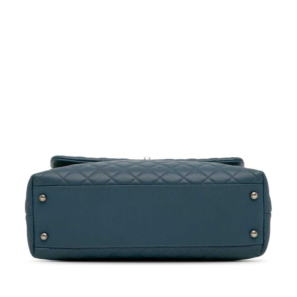 Blue Chanel Large Caviar Coco Top Handle Bag Satc… - image 4