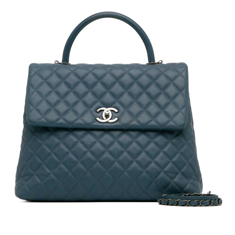 Blue Chanel Large Caviar Coco Top Handle Bag Satc… - image 6