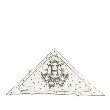 White Hermès Vif Argent Silk Triangle Scarf Scarve